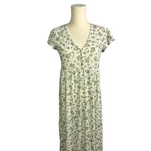 See You Monday white floral Stretch Knit Babydoll maxi Dress size Large